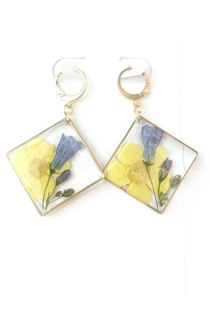 Pressed Flower Large Dangle Earrings