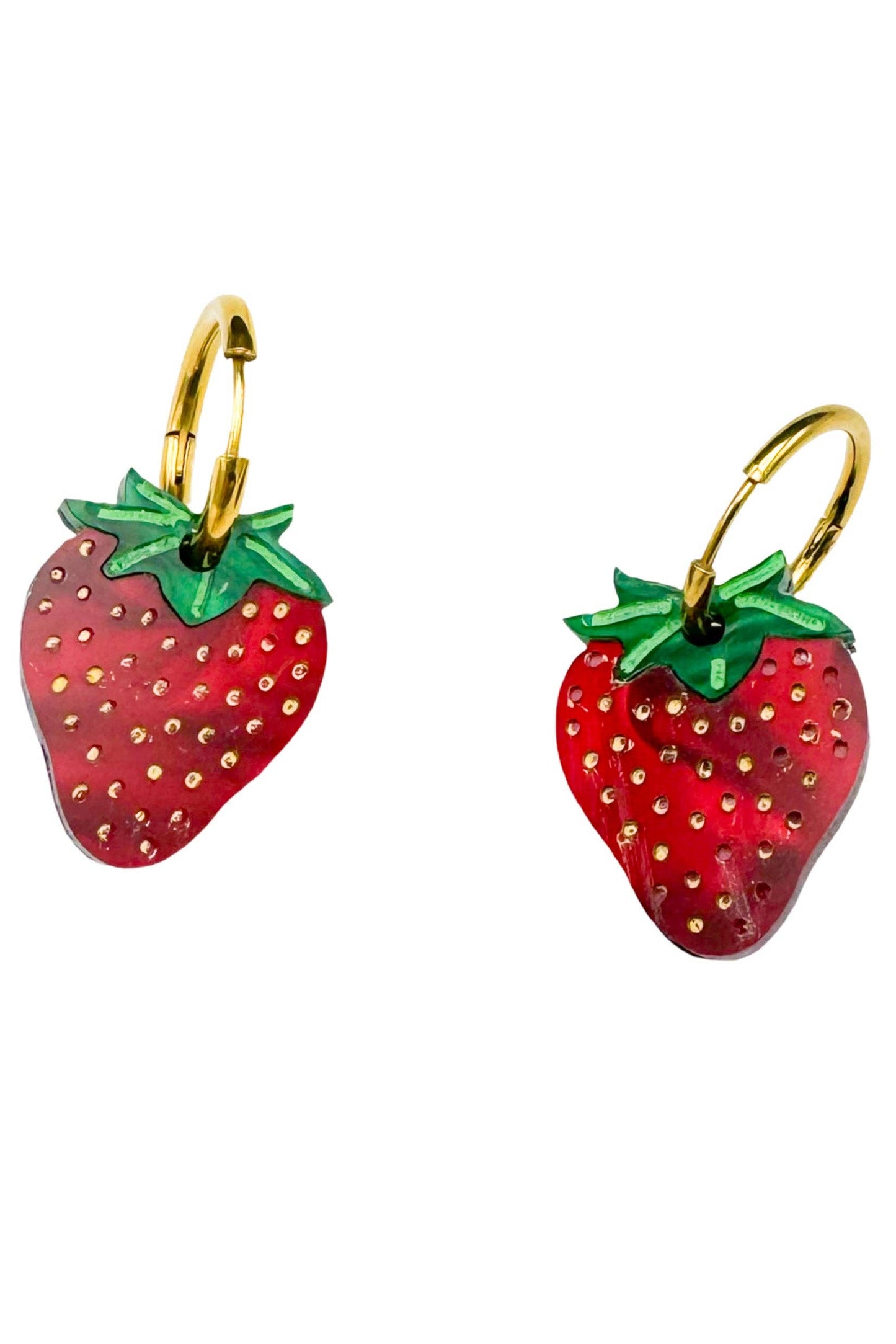 Strawberry Charm Hoop Earrings