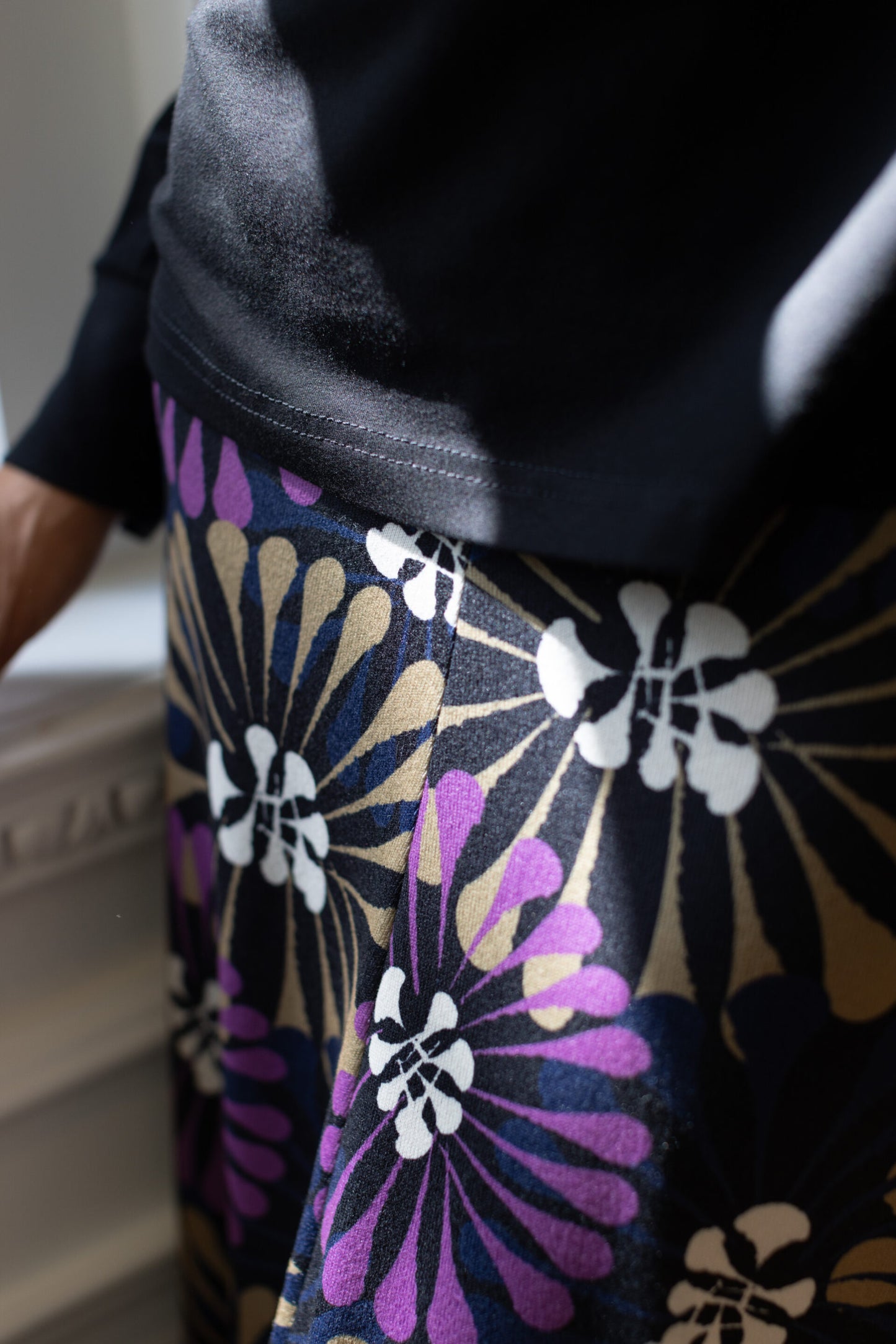 Close up view of a the fabric of the Hudson Skirt by Rien ne se Perd in Floral