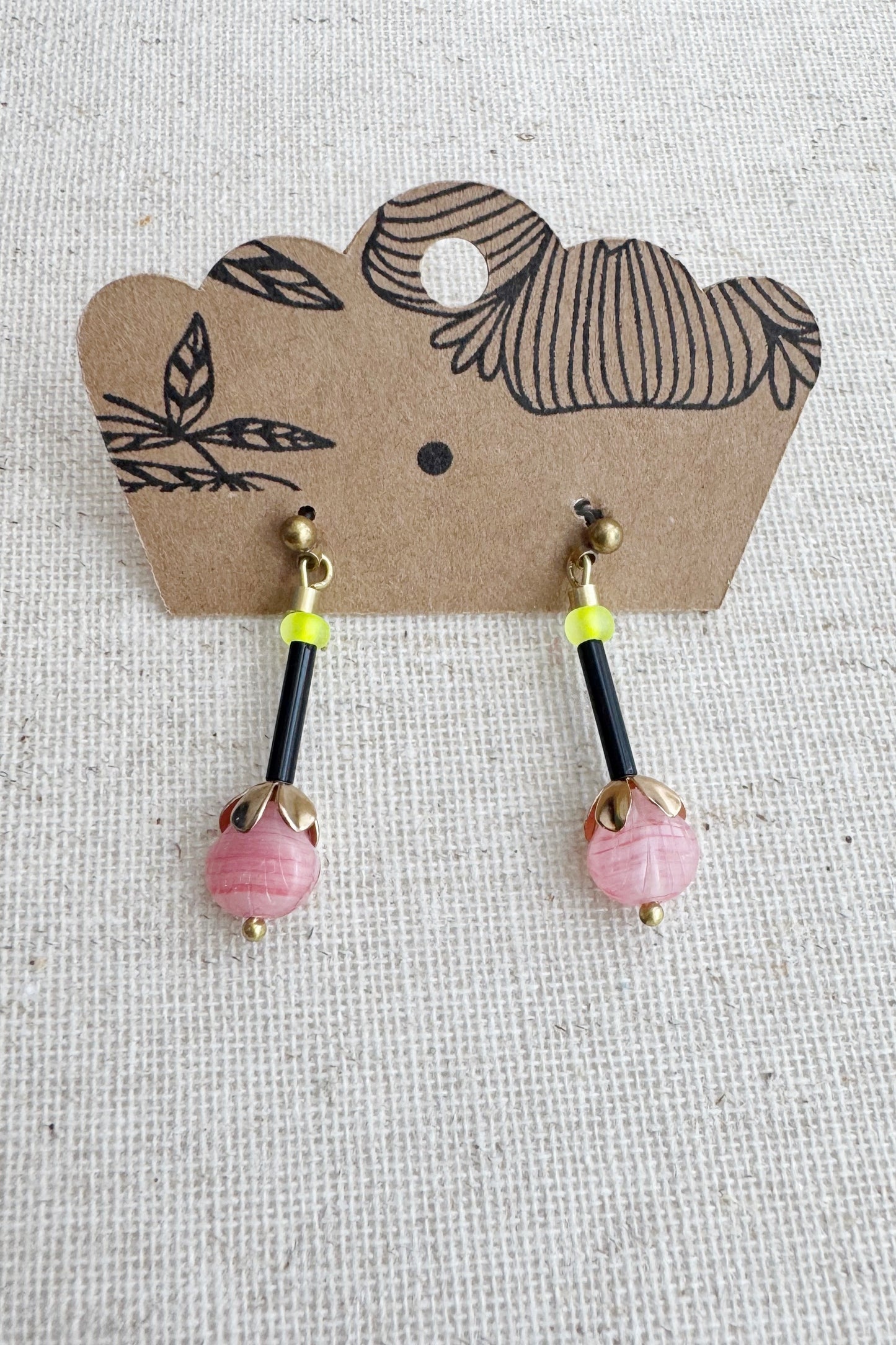Beaded Czech Glass Earrings - Mini Shell Dangle Studs