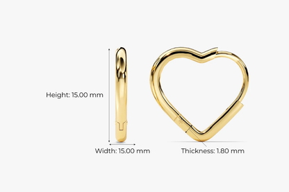 Love You Heart Hinge Hoop Earring | Titanium PVD Waterproof