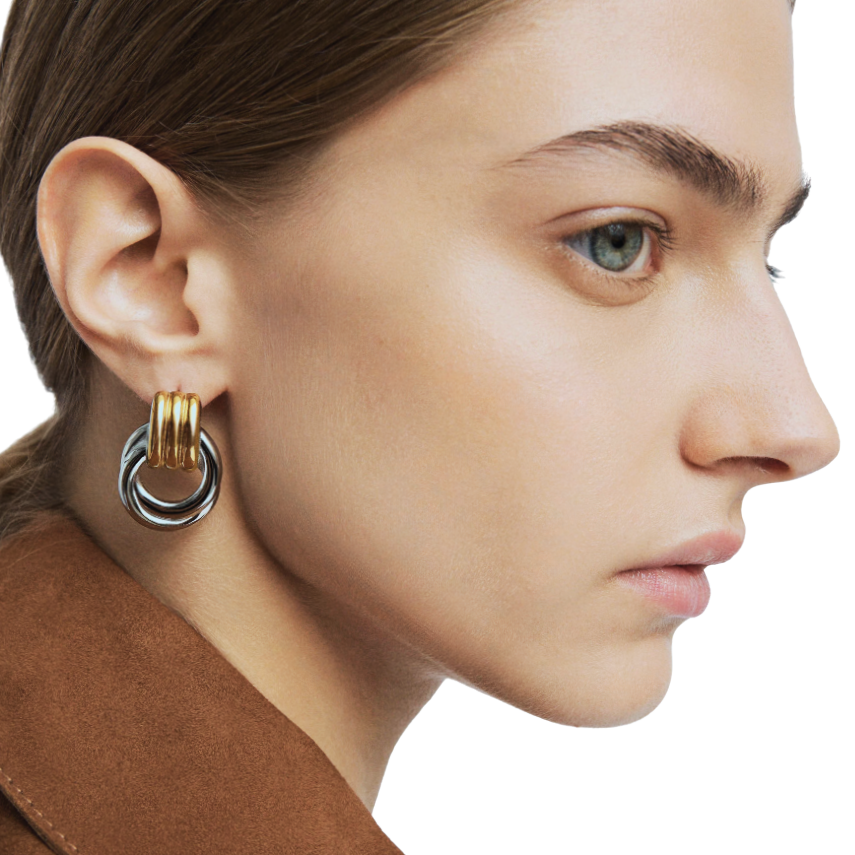 Double Knotted- Door Knocker- Two Tone Earring