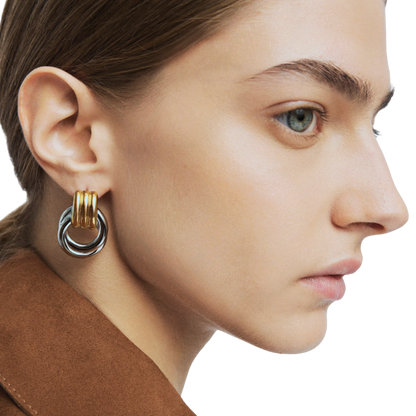 Double Knotted- Door Knocker- Two Tone Earring