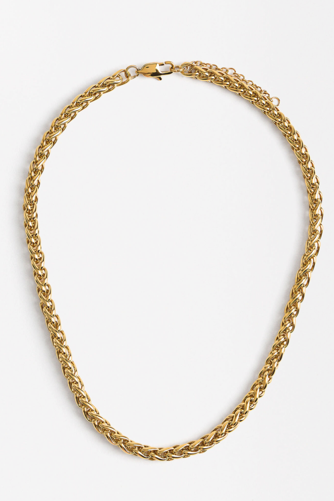 Spiga Rope Stainless Steel 14K Gold Necklace
