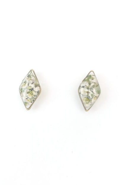 Pressed Flower Diamond Stud Earrings