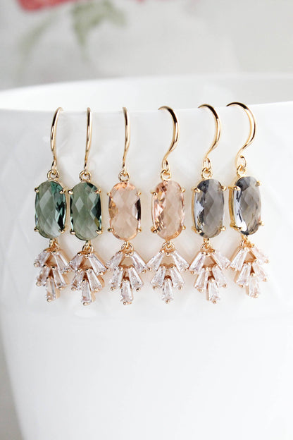 Art Deco Sparkling Leaf Earrings (4 colors)