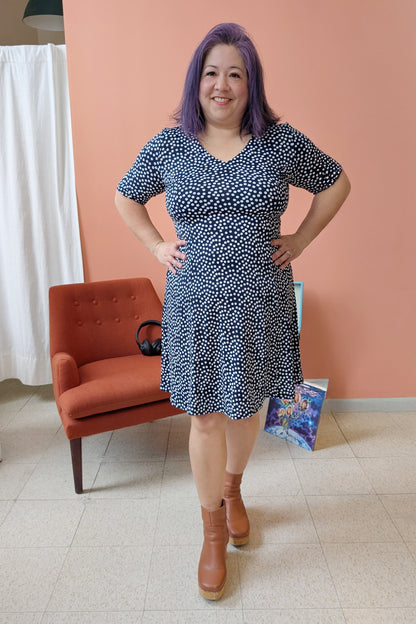 Navy Polka Dot Dress