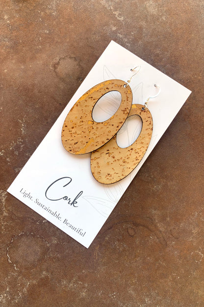 Oval Shaped Cork Earrings