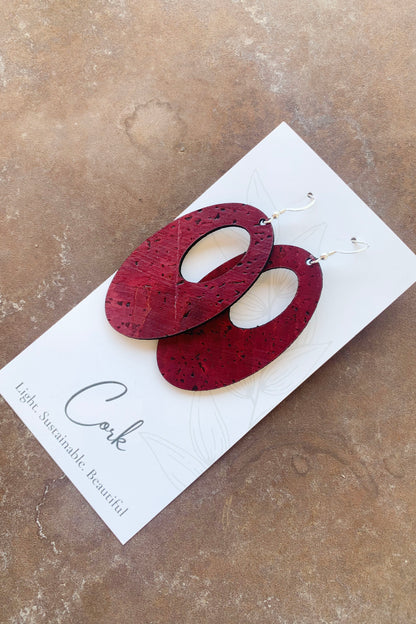 Oval Shaped Cork Earrings
