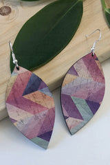 Leaf Shaped Cork Earrings - Several Colour Options