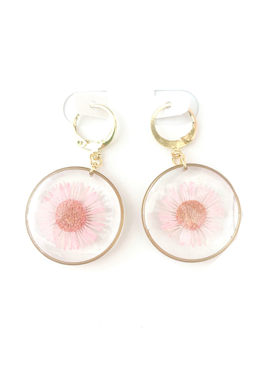 Pressed Flower Med Dangle Earrings