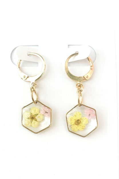 Pressed Flower Small Dangle Earrings