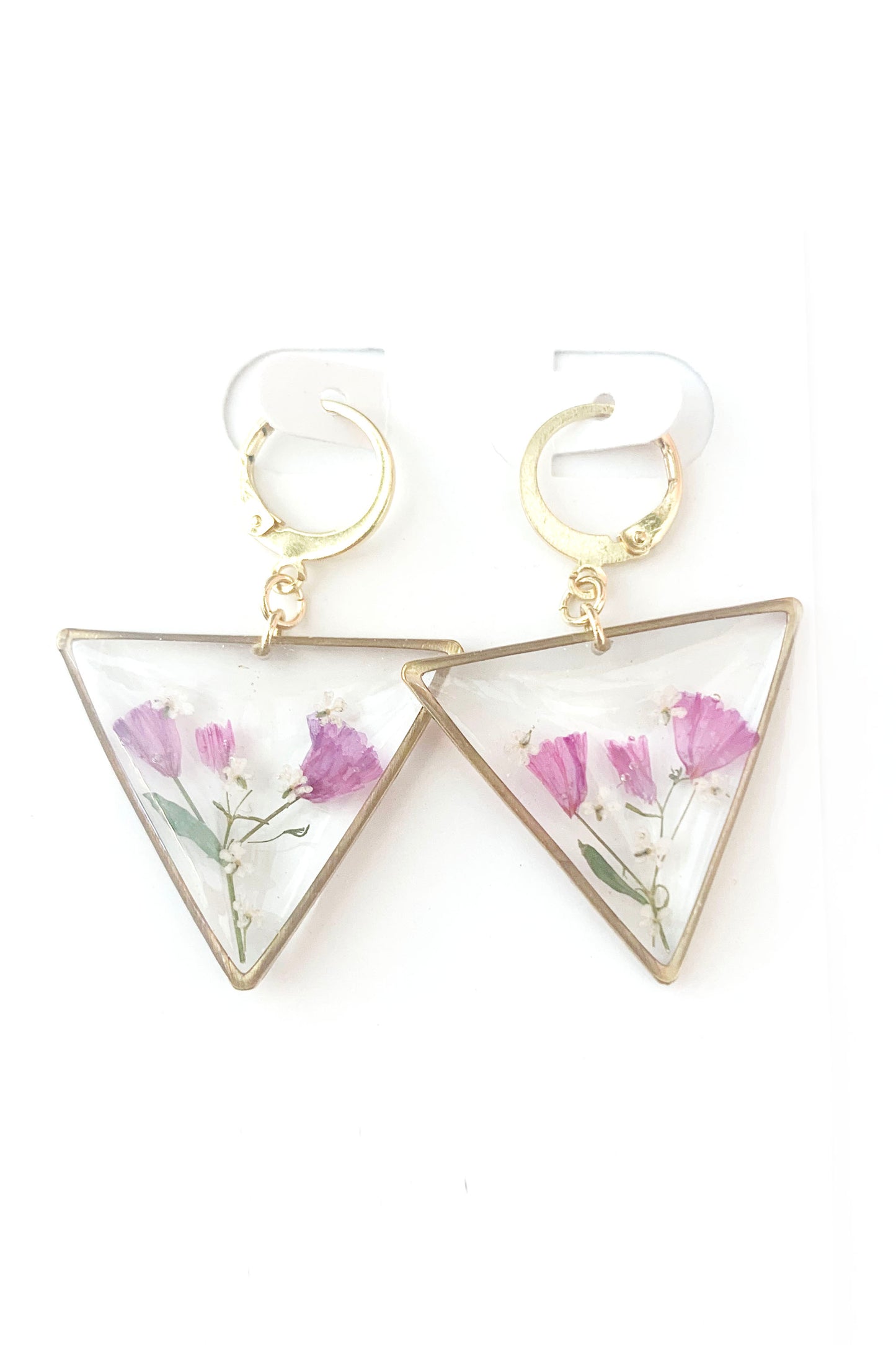 Pressed Flower Large Dangle Earrings