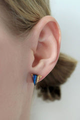 Triangle stud earrings made from repurposed skateboards
