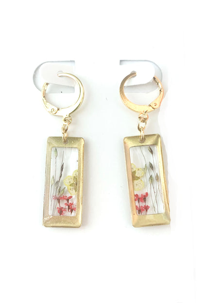 Pressed Flower Small Dangle Earrings