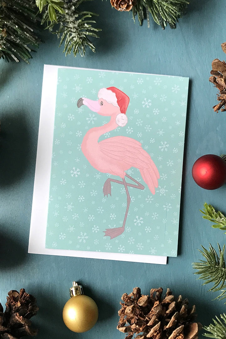 Santa Flamingo Card