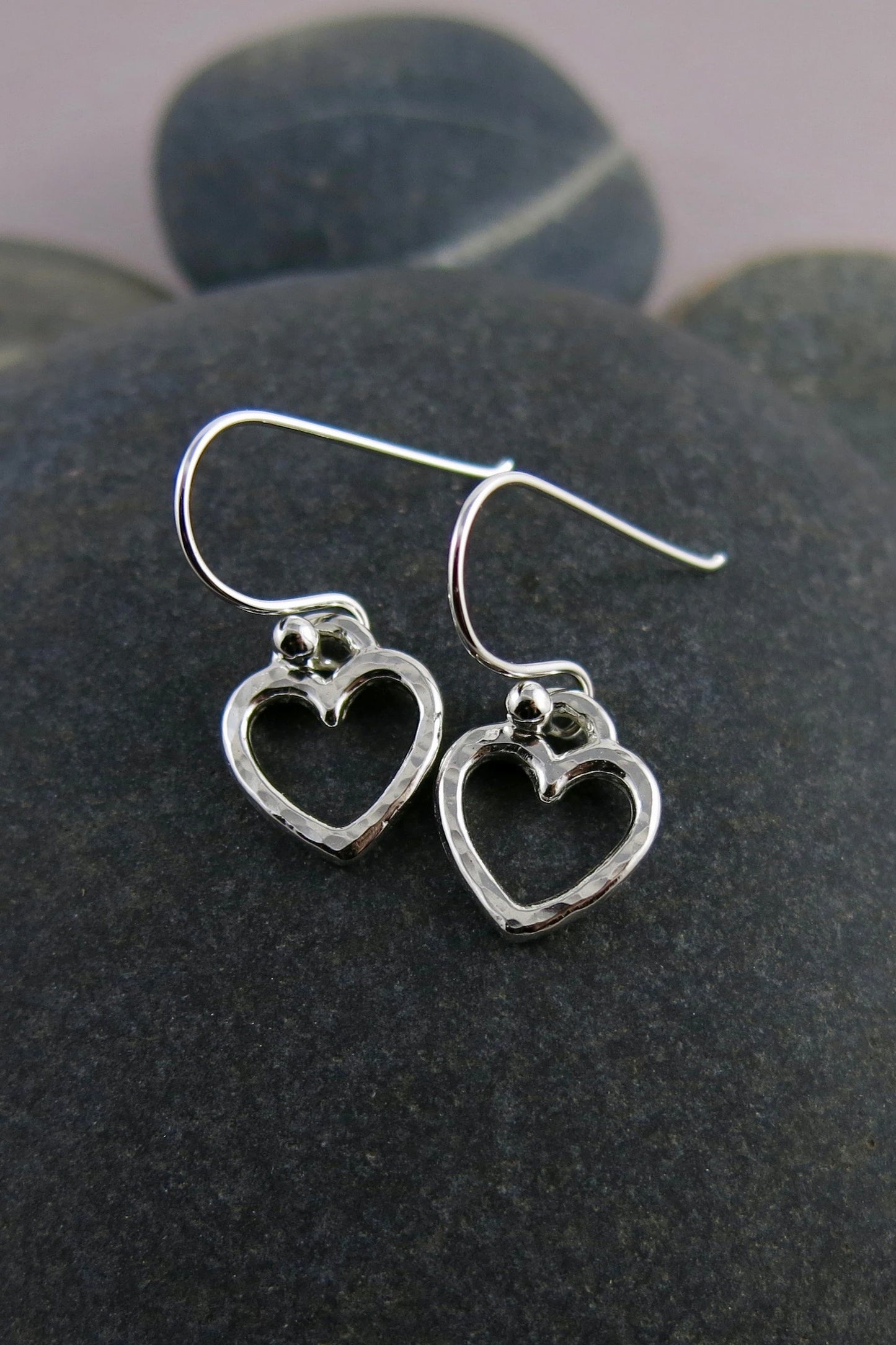 Open Heart Dangle Earrings • Sterling Silver