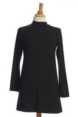 Observation Tunic by Rien ne se Perd, Black, front view, mock turtleneck, trapeze shape, sizes XS to XXL, made in Quebec