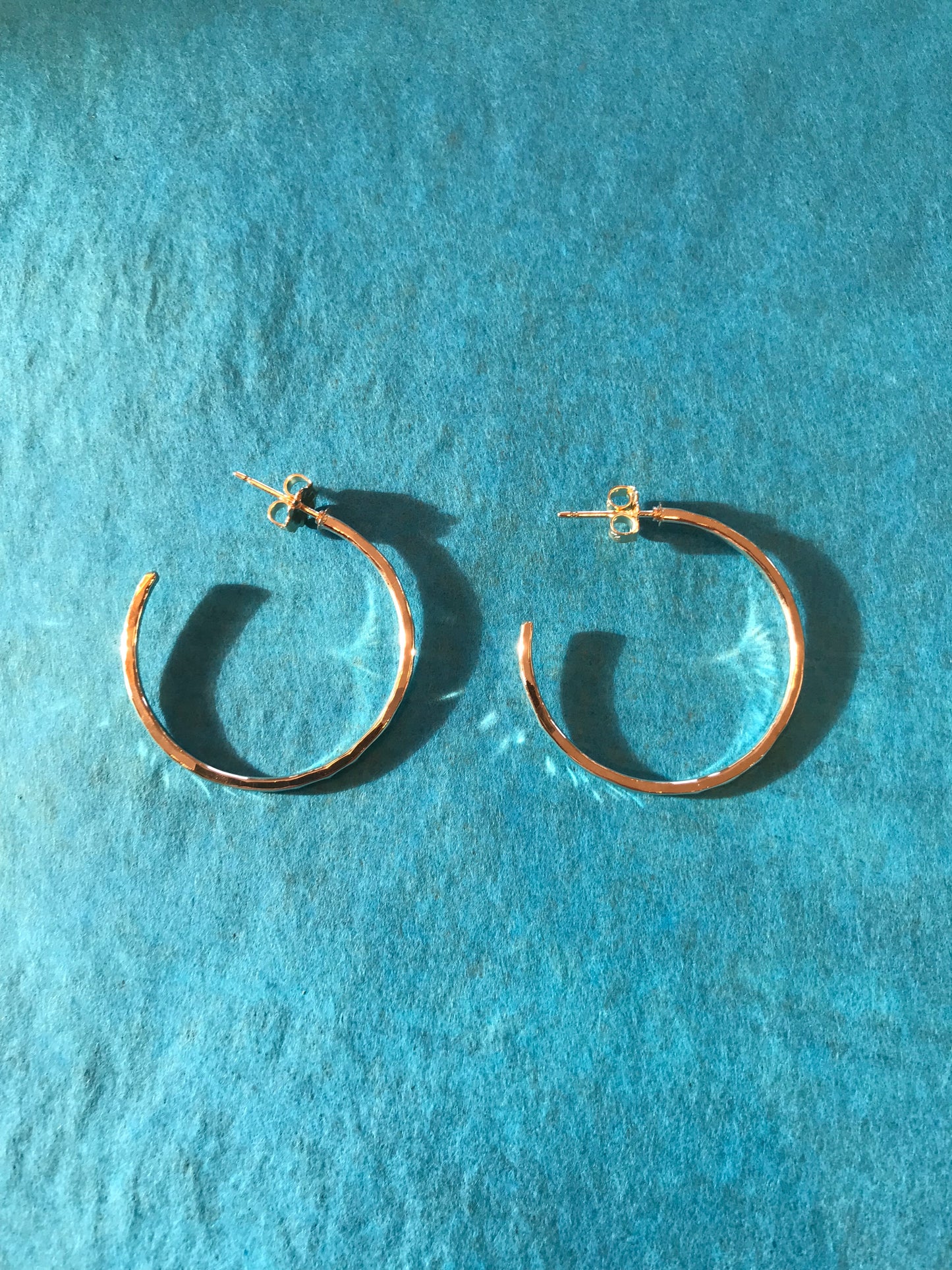 Open Hoop Studs - 14k gold-fill hammered small by Mikel Grant, made in Sechelt BC