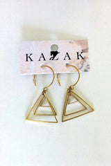 Perth Earrings by Kazak, dangle earrings, brass, nesting triangles, made in Montreal