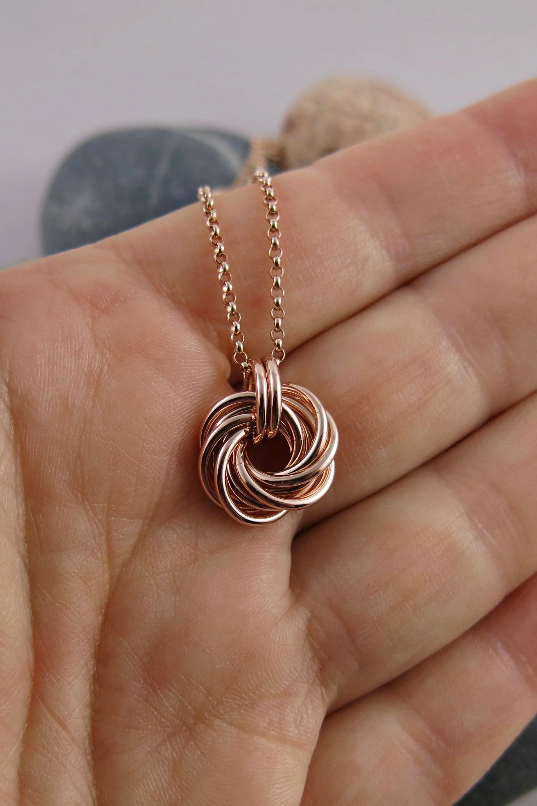 Endless Love Knot Necklace • 14K Rose Gold Filled with Rose Gold Rolo Chain