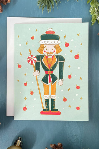 Midcentury Santa Wreath Christmas Card