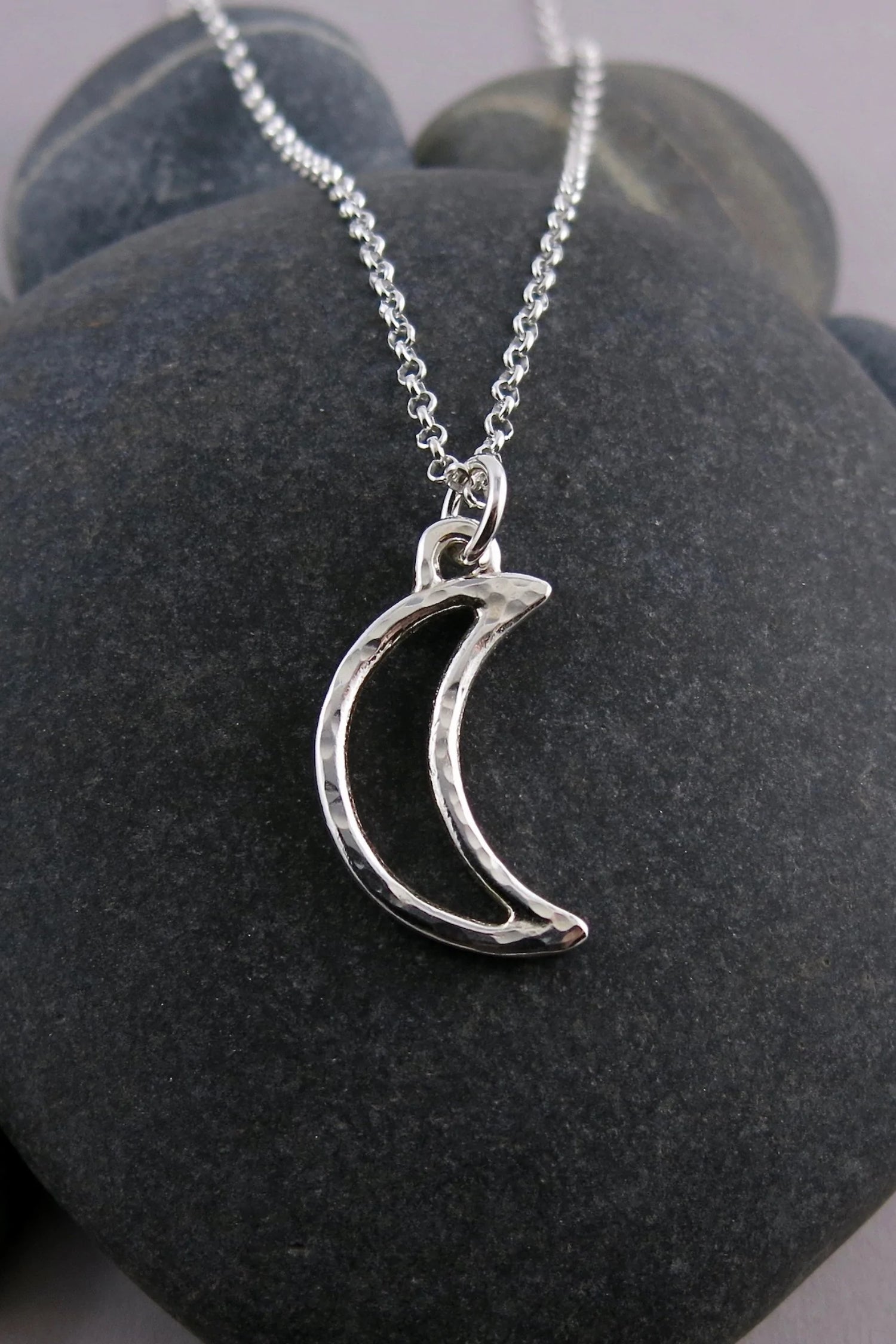 Crescent Moon Necklace - Sterling Silver, made in Sechelt BC