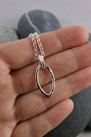 Silver Leaf Necklace - Modern Minimal Nature Inspired Necklace by Mikel Grant, sterling silver, made in Sechelt BC