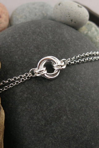 Timeless Love Knot Bracelet • Sterling Silver with Double Rolo Chain 2021