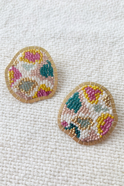 Ameoba Studs Pinks Yellow Cream - MADE TO ORDER