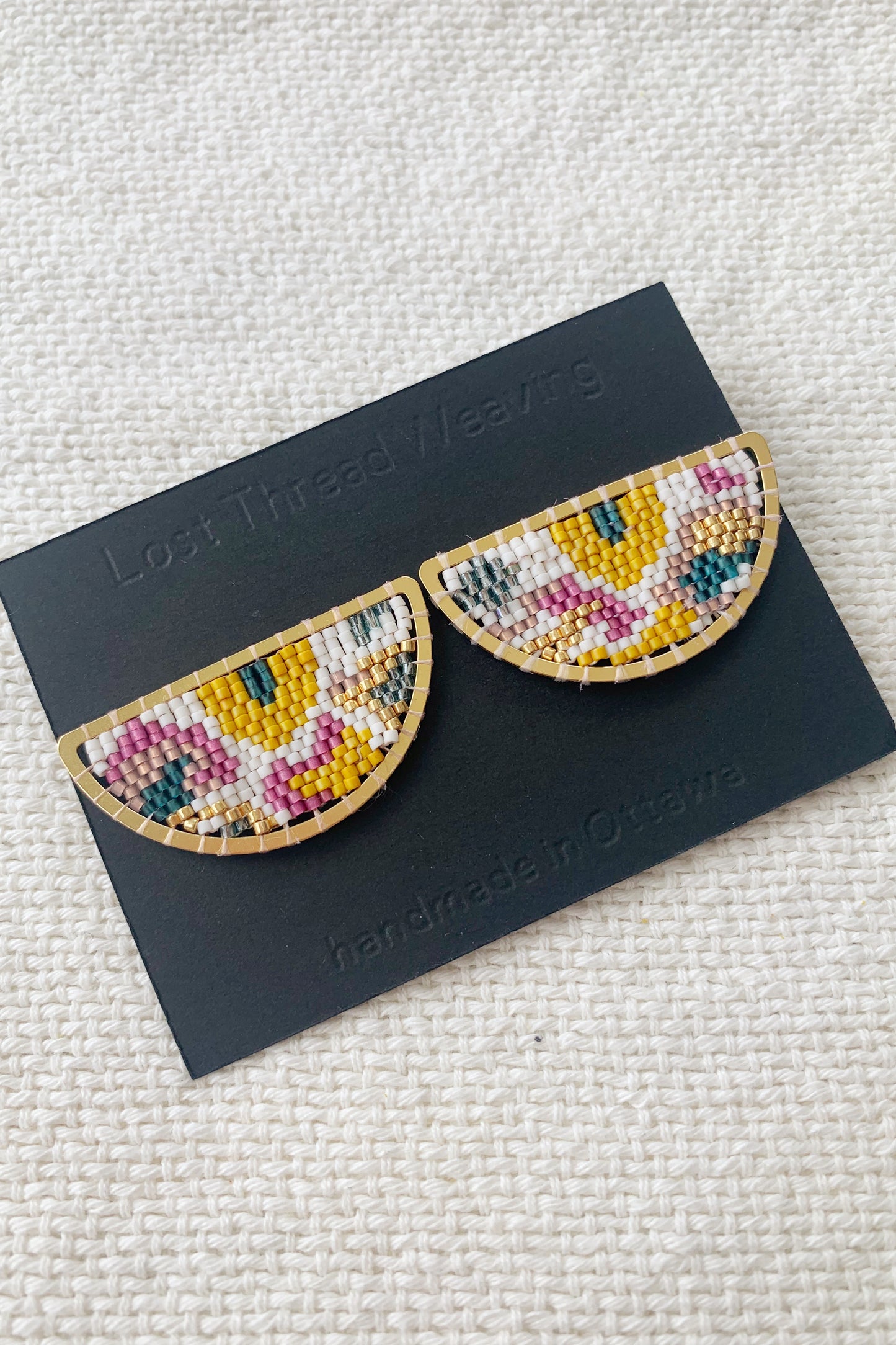 Ameoba Studs Pinks Yellow Cream - MADE TO ORDER