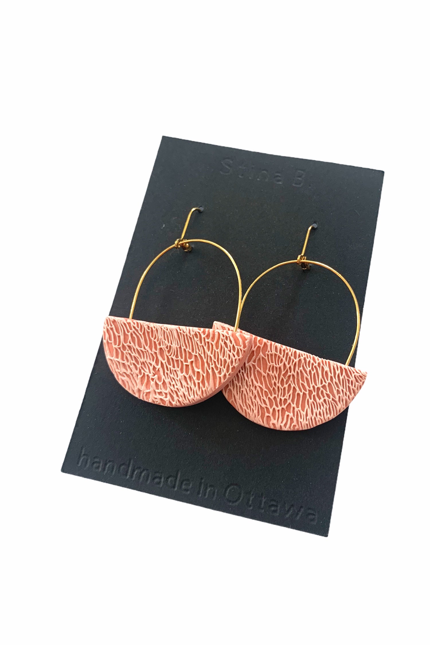Miriam Polymer Clay Semi Circle Earrings textured