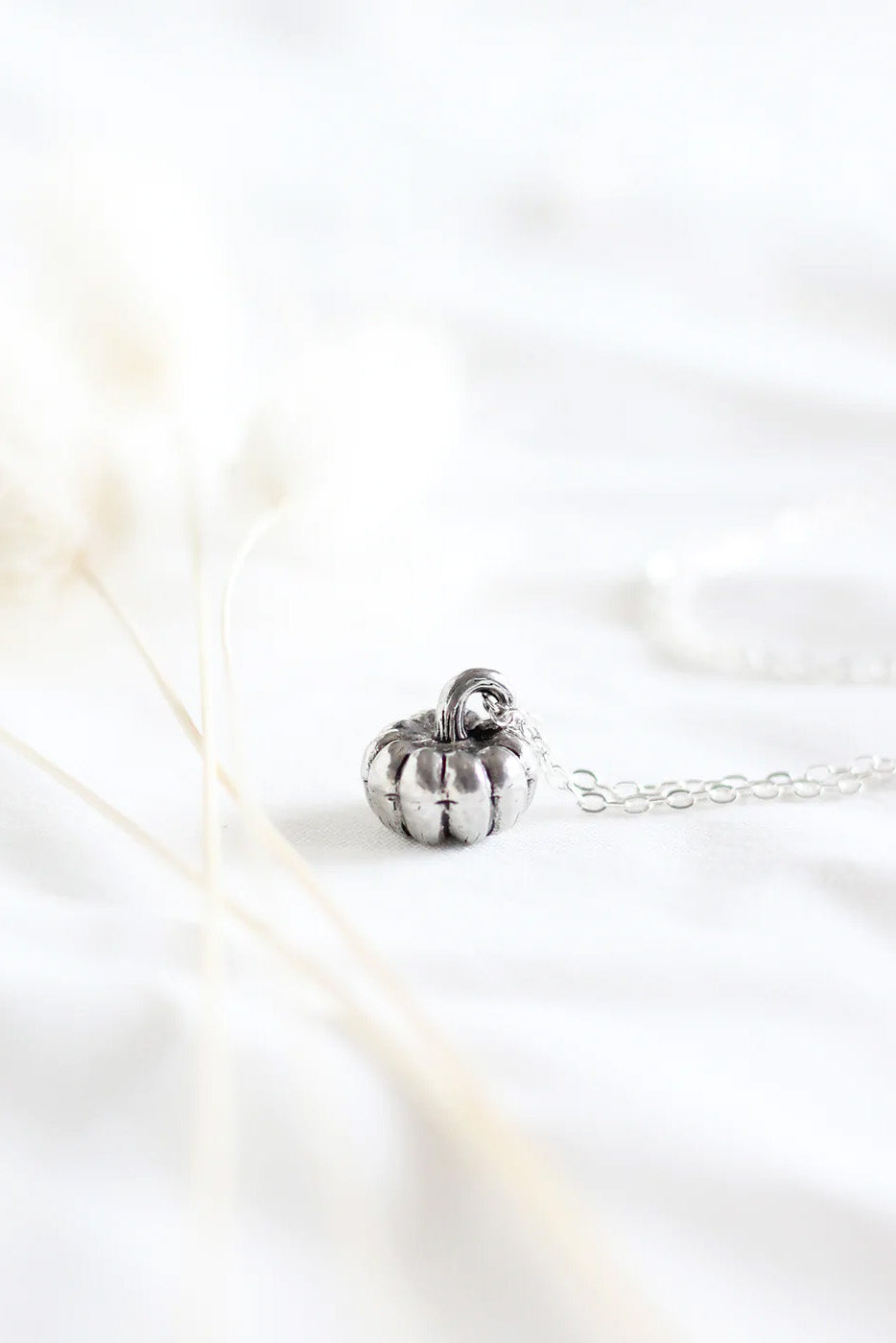 Pumpkin Necklace by Birch Jewellery, silver-plating, made in Ottawa