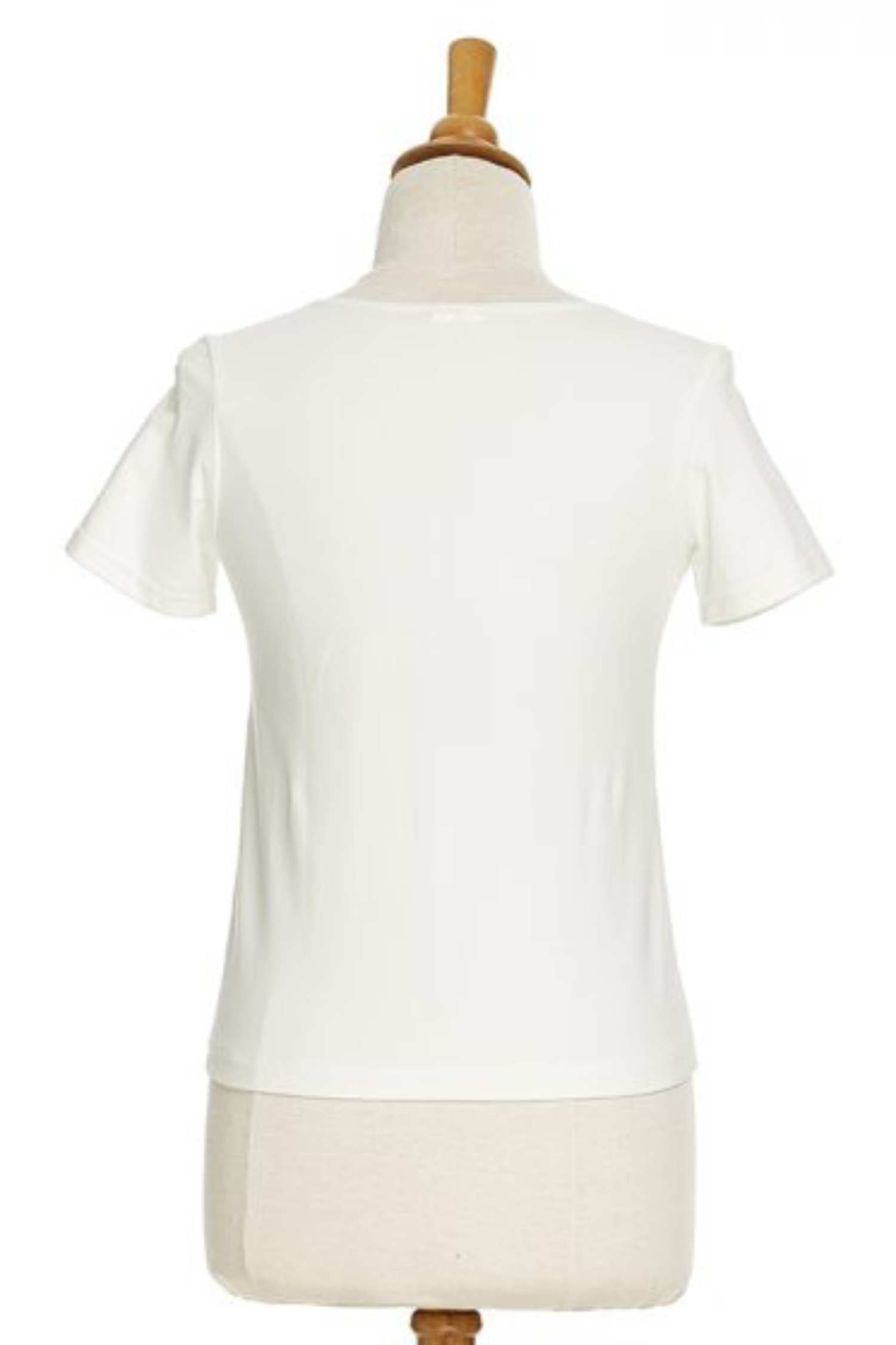 Camelia T-Shirt by Rien ne se Perd, White, back view, scoop neck, short sleeves, front tie, sizes XS to XXL, made in Quebec