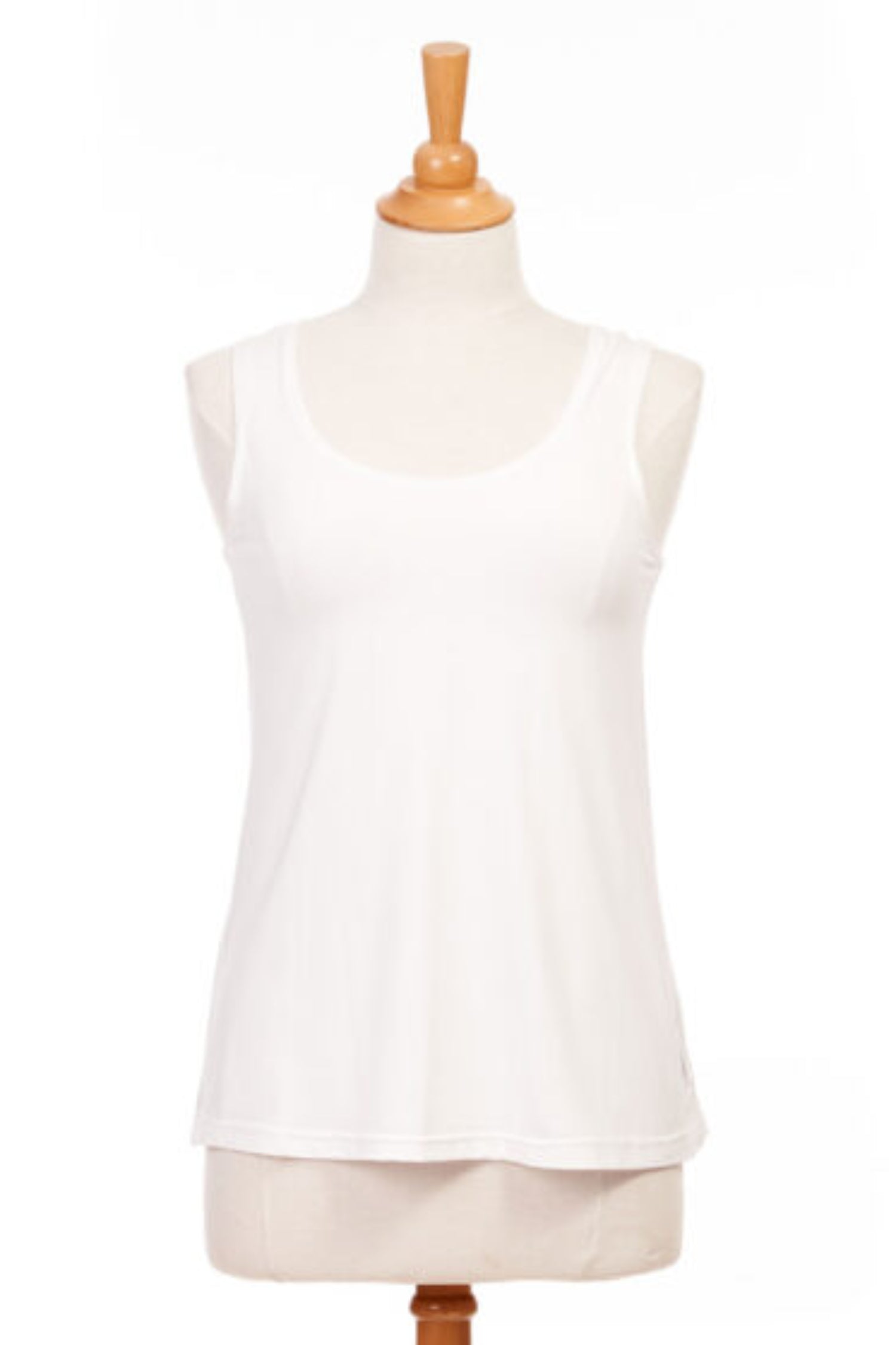 Reversible Camisole by Rien ne se Perd, White, scoop-neck view, sizes XS to XXL, made in Quebec