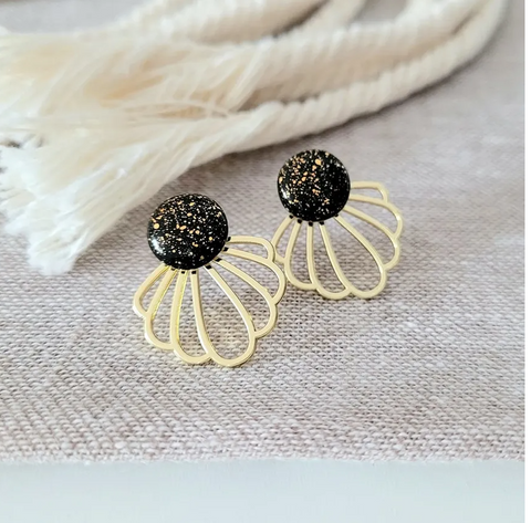 Ceramic and Shell Jacket Stud Earrings