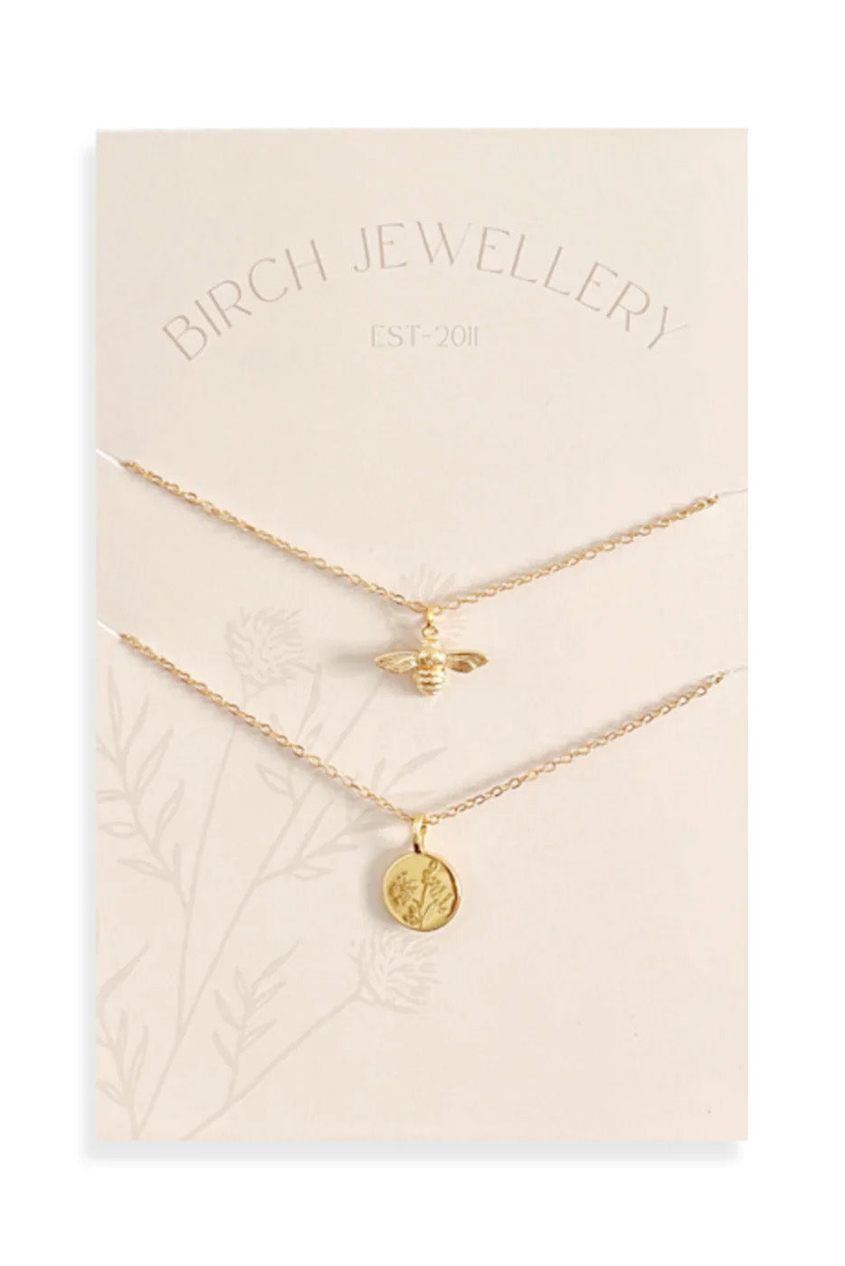 Bee and Wildflower Layering Set by Birch Jewellery, Gold, made in Ottawa