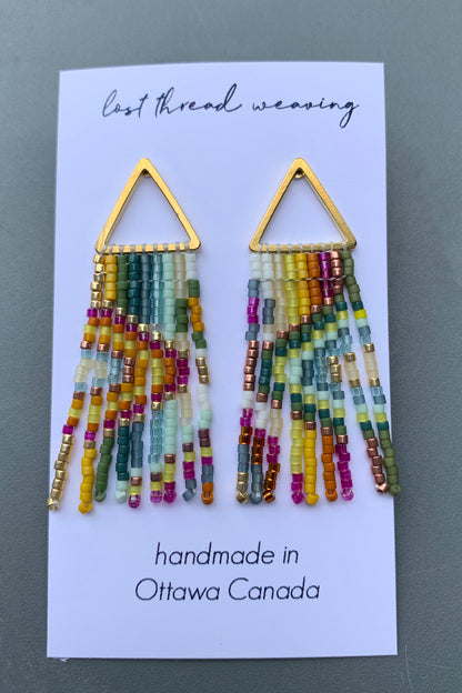 Agatha - rainbow agate inspired triangle stud dangler earrings - MADE TO ORDER