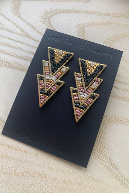 Triple Triangle Art Deco Stud Earrings - MADE TO ORDER