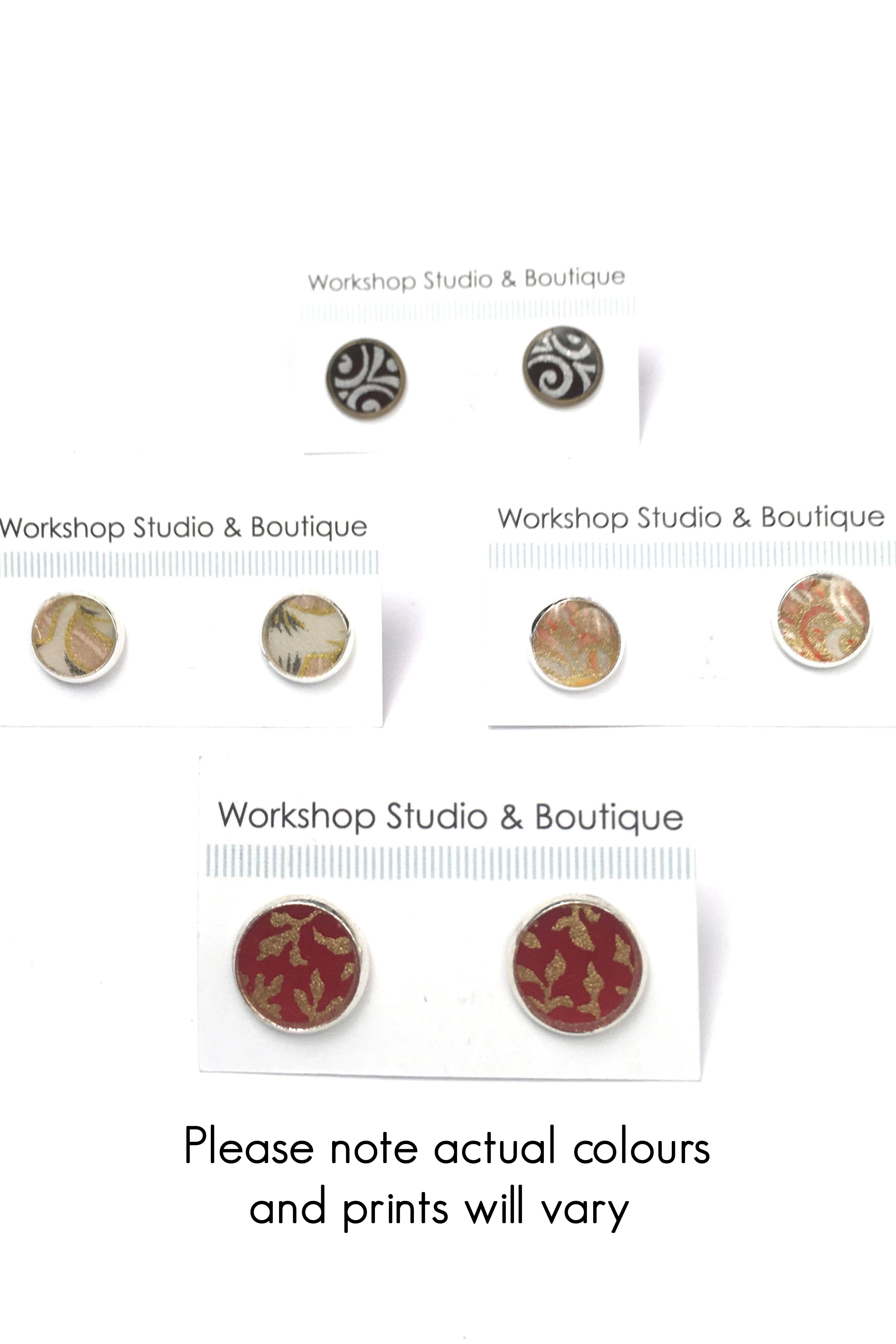 Resin Stud Earrings - assorted colours
