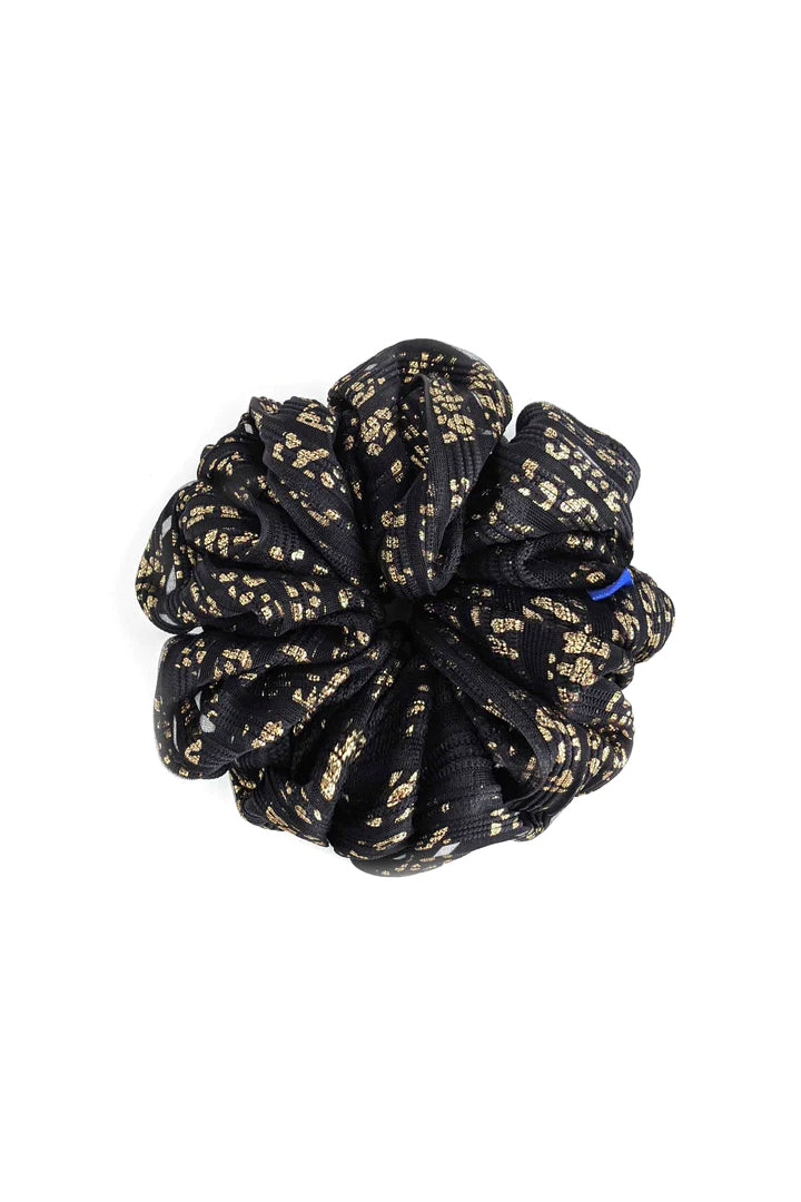 XL Oversized Scrunchie by Kokoro, Black and Gold Crackle
