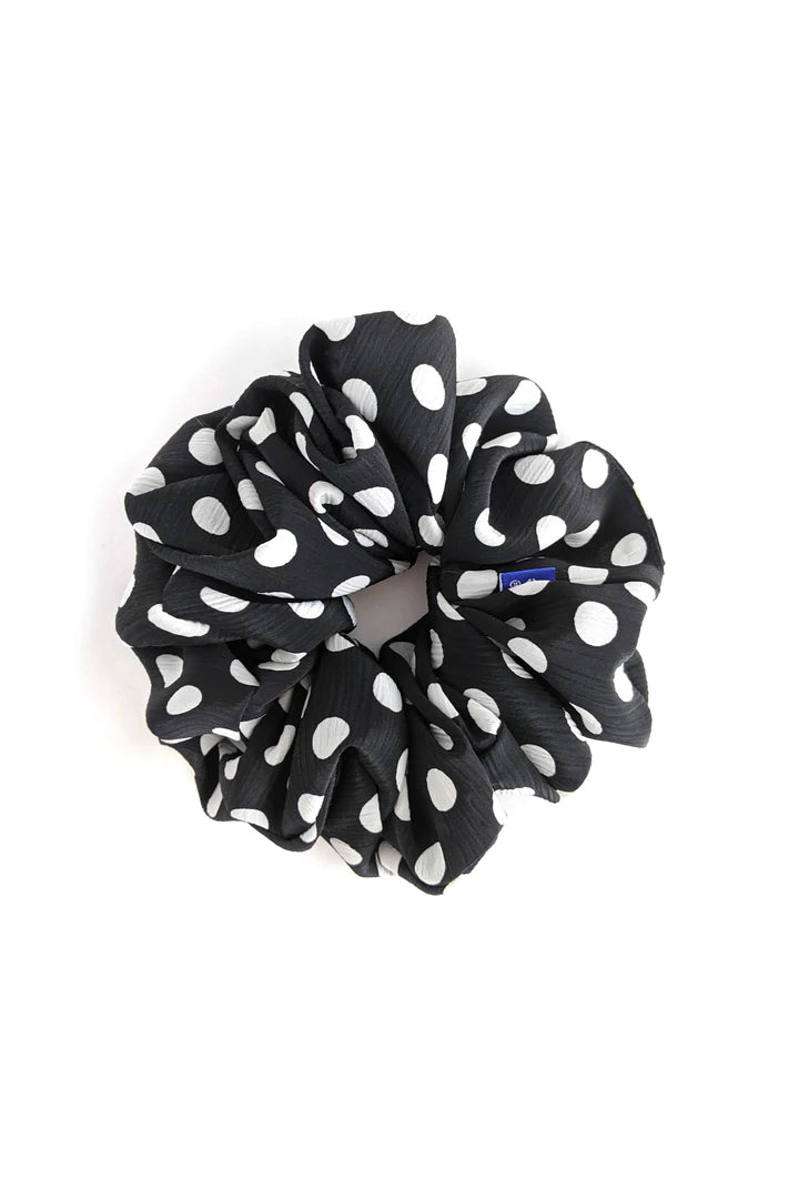 XL Oversized Scrunchie by Kokoro, Black Polka Dot