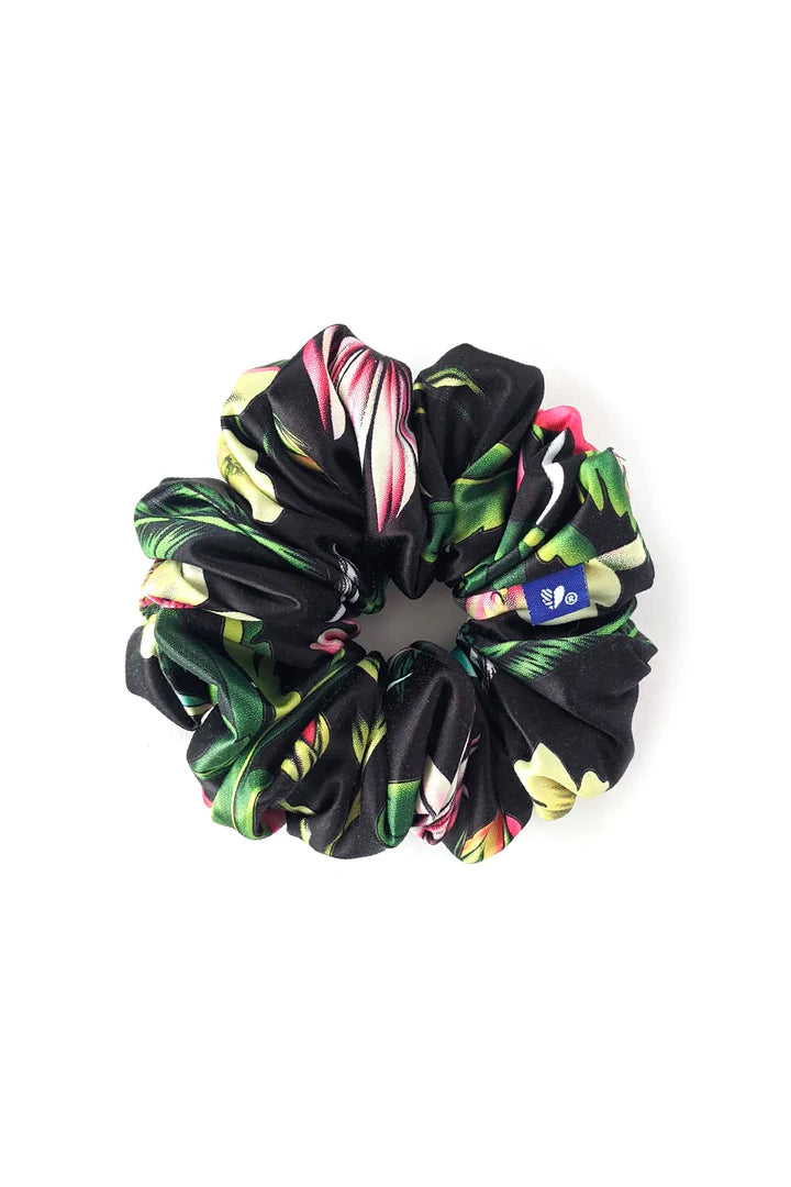 XL Oversized Scrunchie by Kokoro, Black Tropical