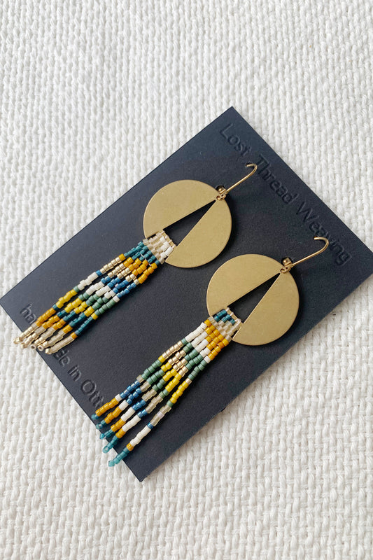 Cleopatra Earrings -Cream, Yellow, Gold, Blue Green - MADE TO ORDER