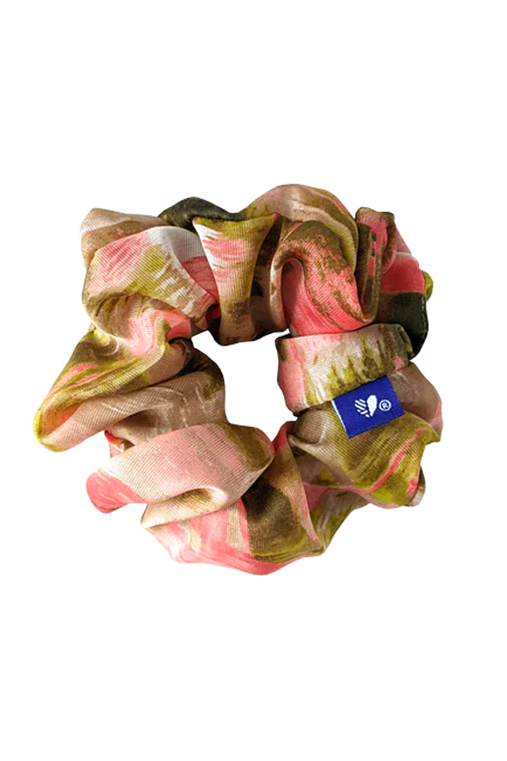 XL Oversized Scrunchie by Kokoro, Pink and Olive Brushstrokes