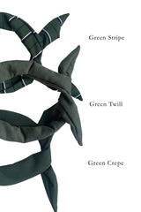 Twisted Headband by Kokoro, Green Stripe, Green Twill, Green Crepe