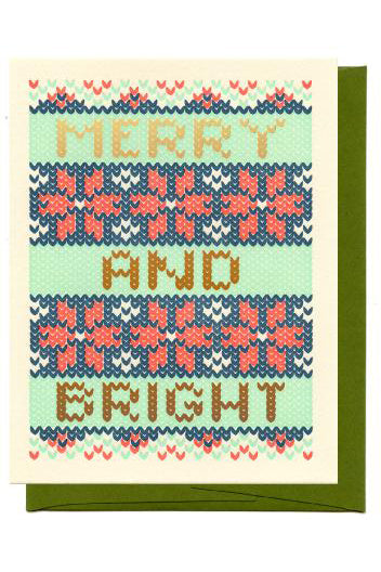 Knitted Merry and Bright Card