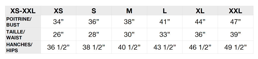 Melow par Melissa Bolduc sizing chart