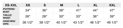 Melow par Melissa Bolduc sizing chart