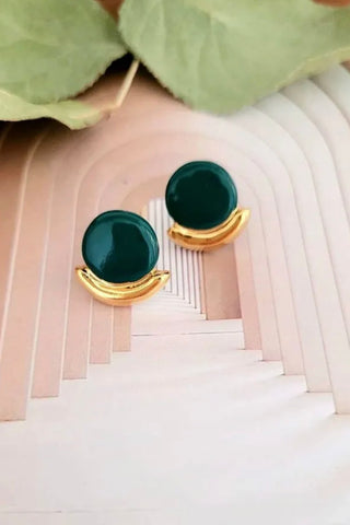 Round Gold Bow Stud Earrings